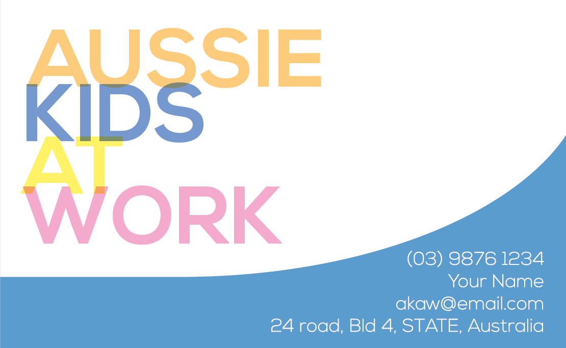 Visitenkarten-Design von CGDesigns für Aussie Kids at Work | Design #1843368