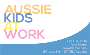 Diseño de Tarjeta de Presentación por CGDesigns para Aussie Kids at Work | Diseño: #1843368