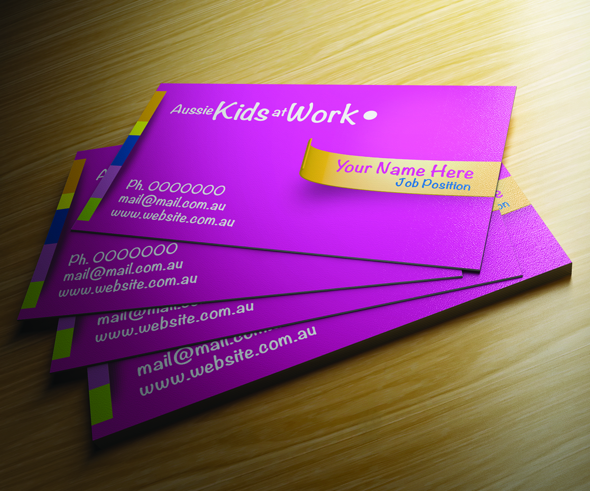 Business Card Design by JMFA for Aussie Kids at Work | Design #1832411