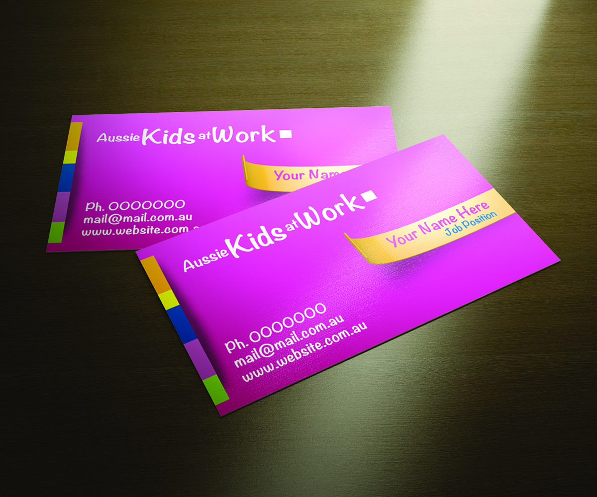 Business Card Design by JMFA for Aussie Kids at Work | Design #1833060