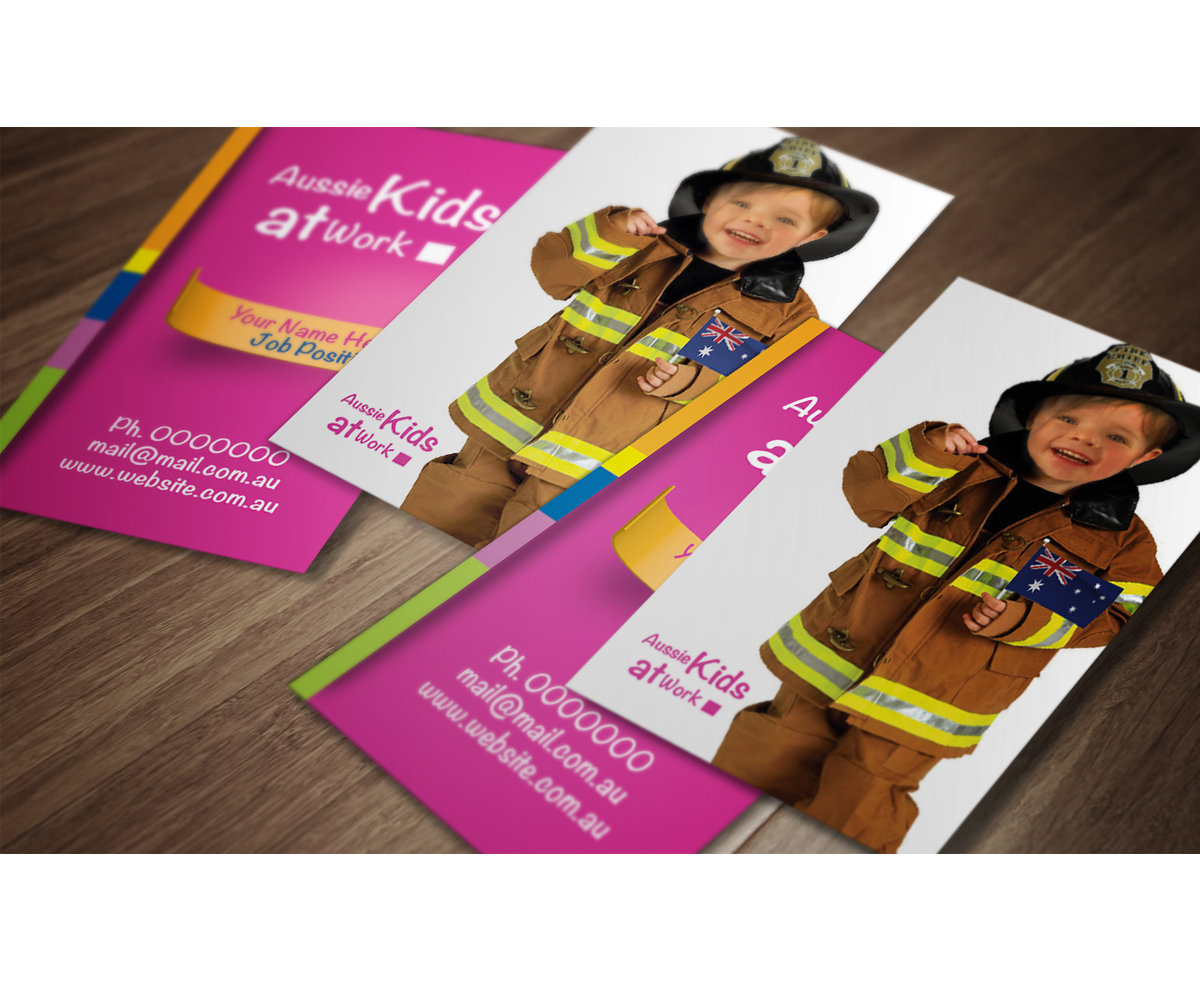 Business Card Design by JMFA for Aussie Kids at Work | Design #1949416