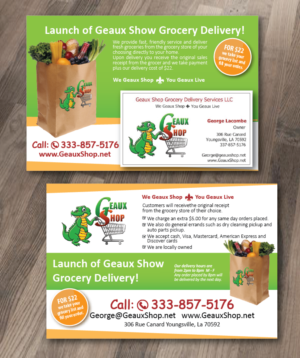 Postkarten-Design von alex989 für Geaux Shop Grocery Delivery Services LLC  | Design: #7204745