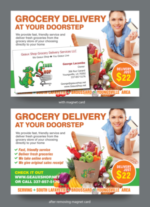 Postcard Design by rkailas for Geaux Shop Grocery Delivery Services LLC  | Design: #7227600