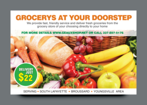 Postkarten-Design von rkailas für Geaux Shop Grocery Delivery Services LLC  | Design: #7227605