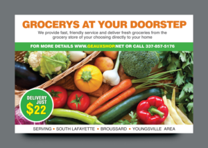 Postkarten-Design von rkailas für Geaux Shop Grocery Delivery Services LLC  | Design: #7227655