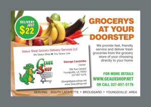 Postkarten-Design von rkailas für Geaux Shop Grocery Delivery Services LLC  | Design #7228141