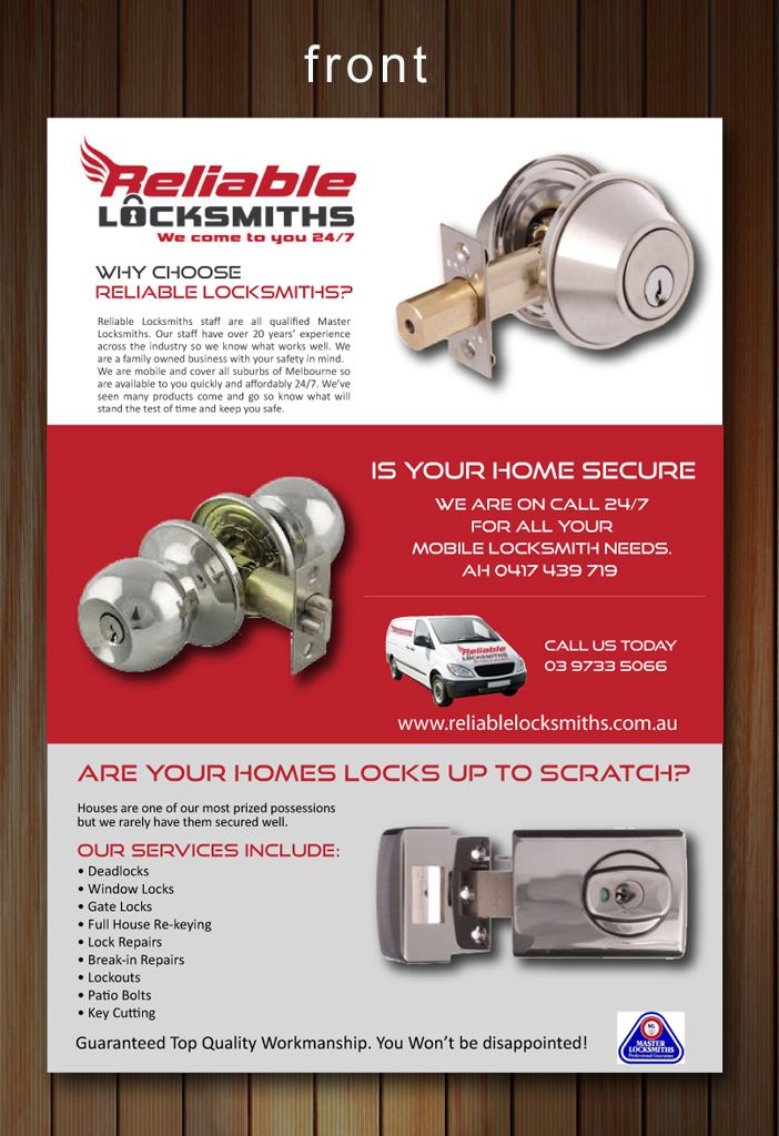 Diseño de Flyer por Sbss para reliable locksmiths | Diseño #1837951