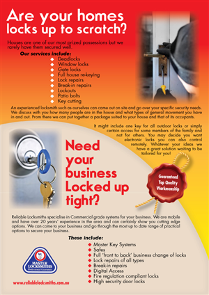 Flyer Design by Impressive Solutions for reliable locksmiths | Design: #1843728
