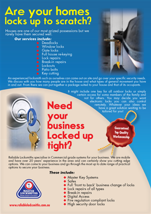 Flyer Design by Impressive Solutions for reliable locksmiths | Design: #1843766