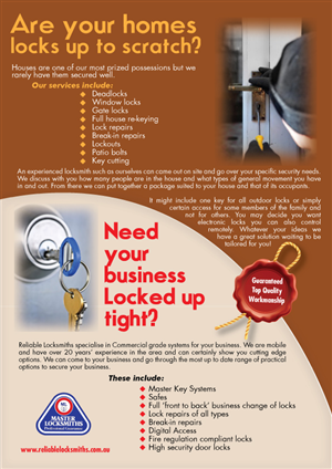 Flyer Design by Impressive Solutions for reliable locksmiths | Design: #1843776
