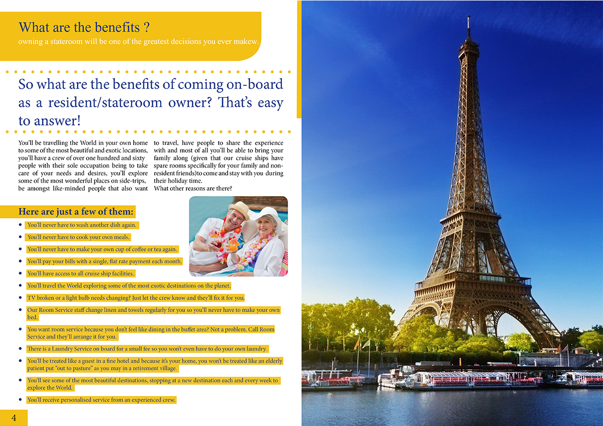 Brochure Design by firasmoha for Cruise Retirement Ltd. | Design #1863956