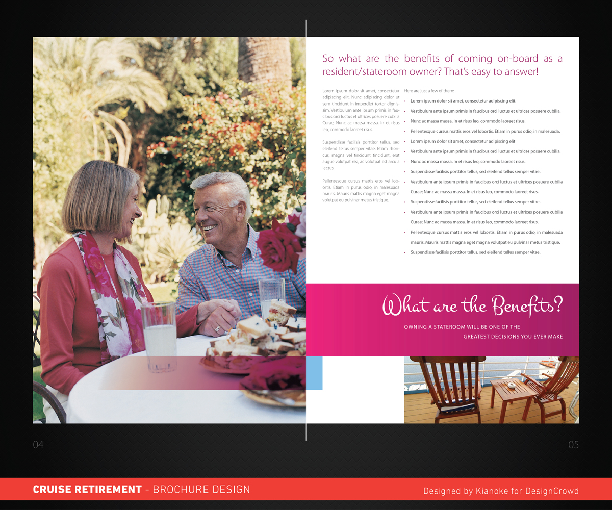 Brochure Design by kianoke for Cruise Retirement Ltd. | Design #1924048