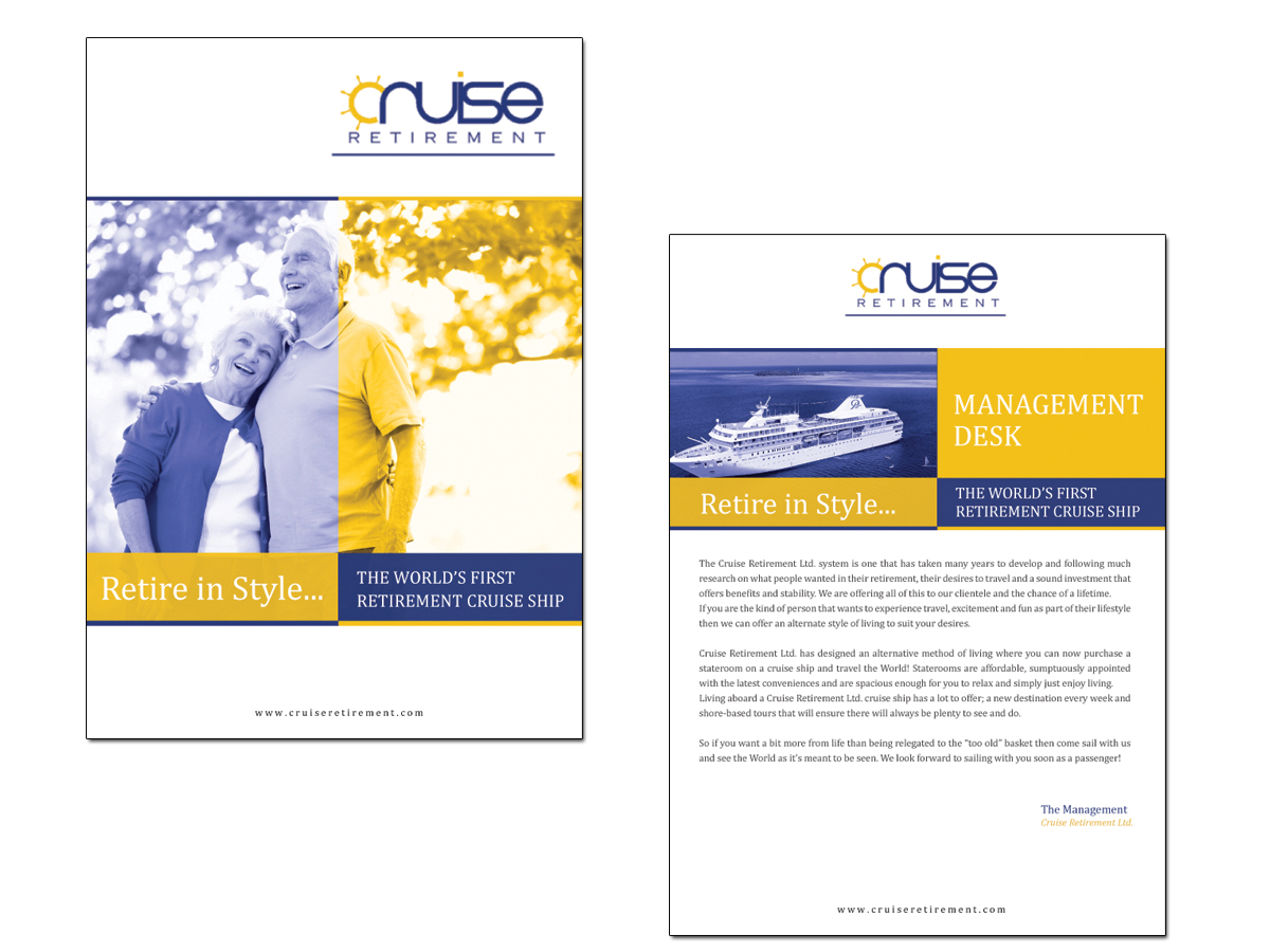 Brochure Design by roopaljain for Cruise Retirement Ltd. | Design #1875709