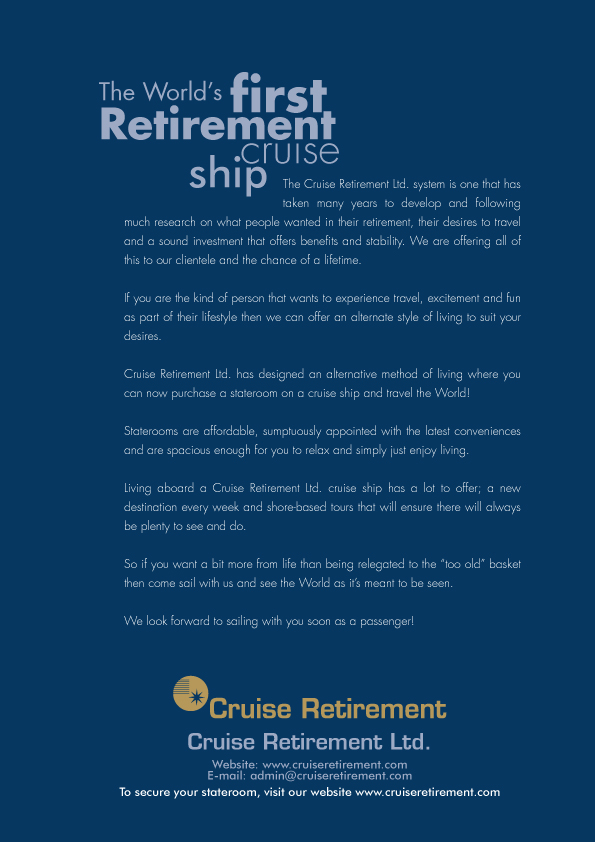 Brochure Design by Impressive Solutions for Cruise Retirement Ltd. | Design #1863796
