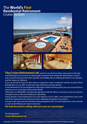 Brochure Design by Impressive Solutions for Cruise Retirement Ltd. | Design: #1869824