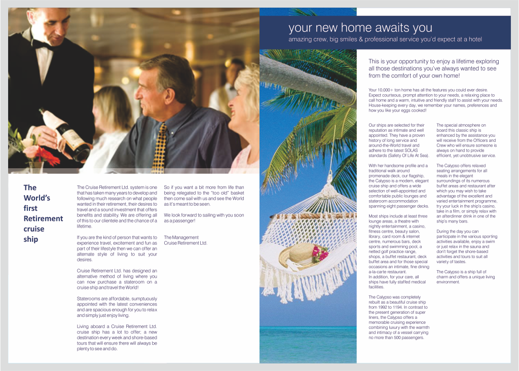 Diseño de Brochure por barinix para Cruise Retirement Ltd. | Diseño #1853521