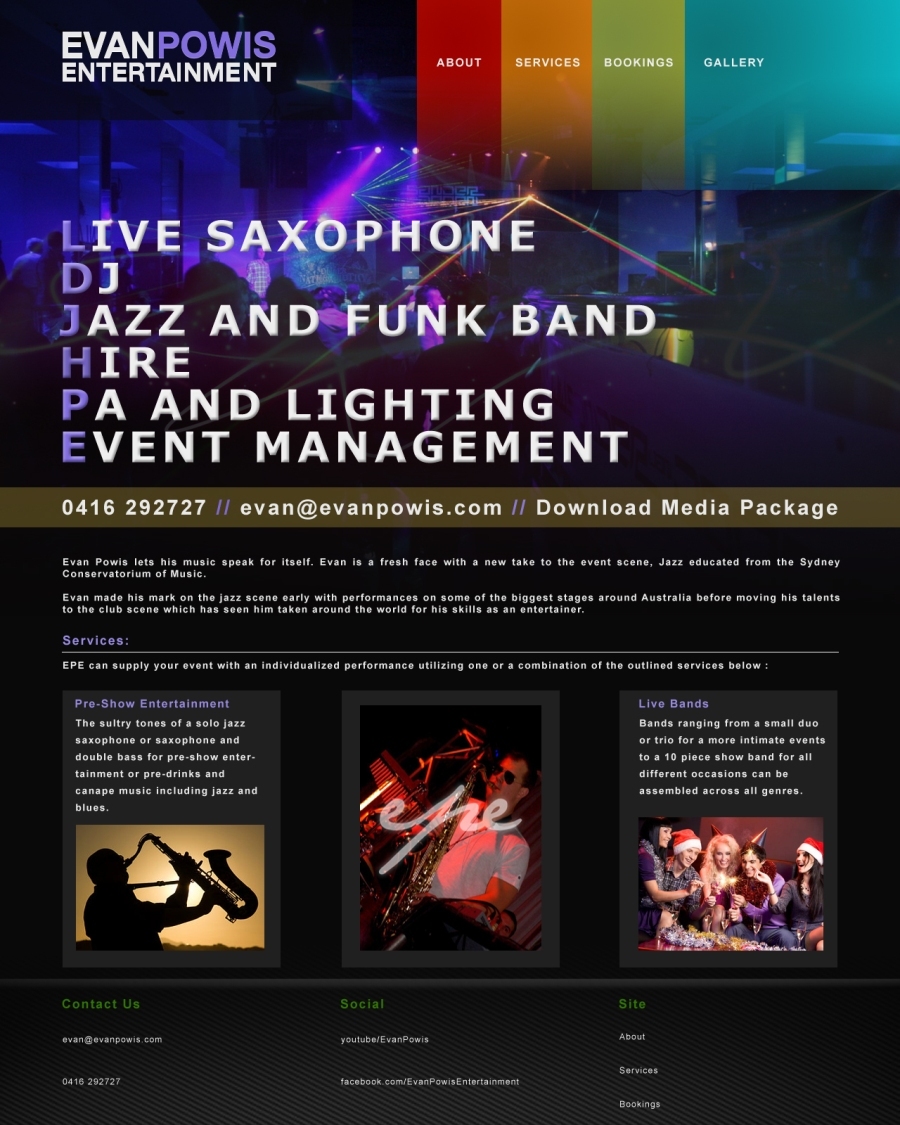 Diseño Web por Steven.Barker para Evan Powis Music Services | Diseño #1856827