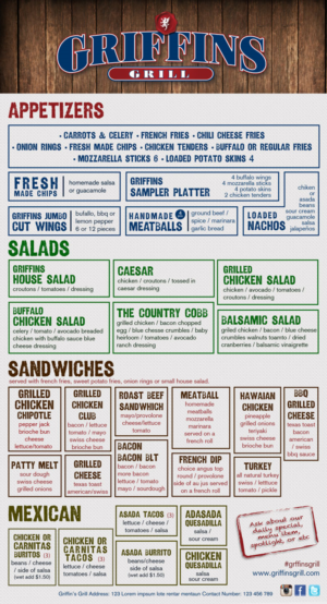 Griffins Menu Design for a sports bar concept | Menu Design by rdesign12