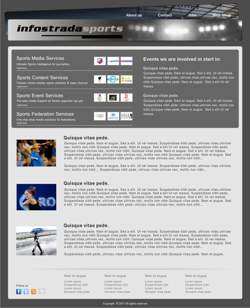 Web Design par Oxana pour Infostrada Sports | Design #384782