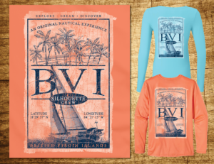 T-shirt design for guests and crew on our Caribbean sailboat, Silhouette
