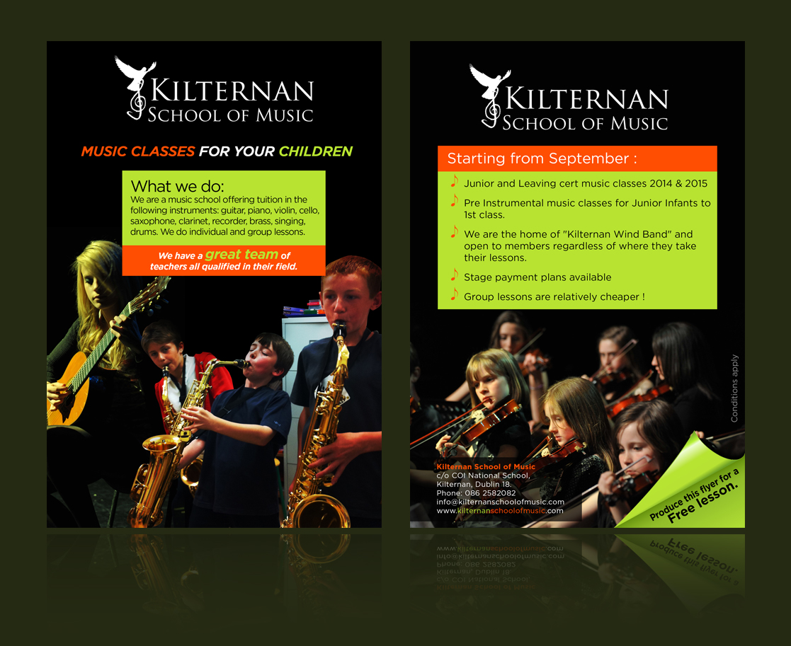 Diseño de Flyer por jgeoinbox para KIlternan School of Music | Diseño #1849128