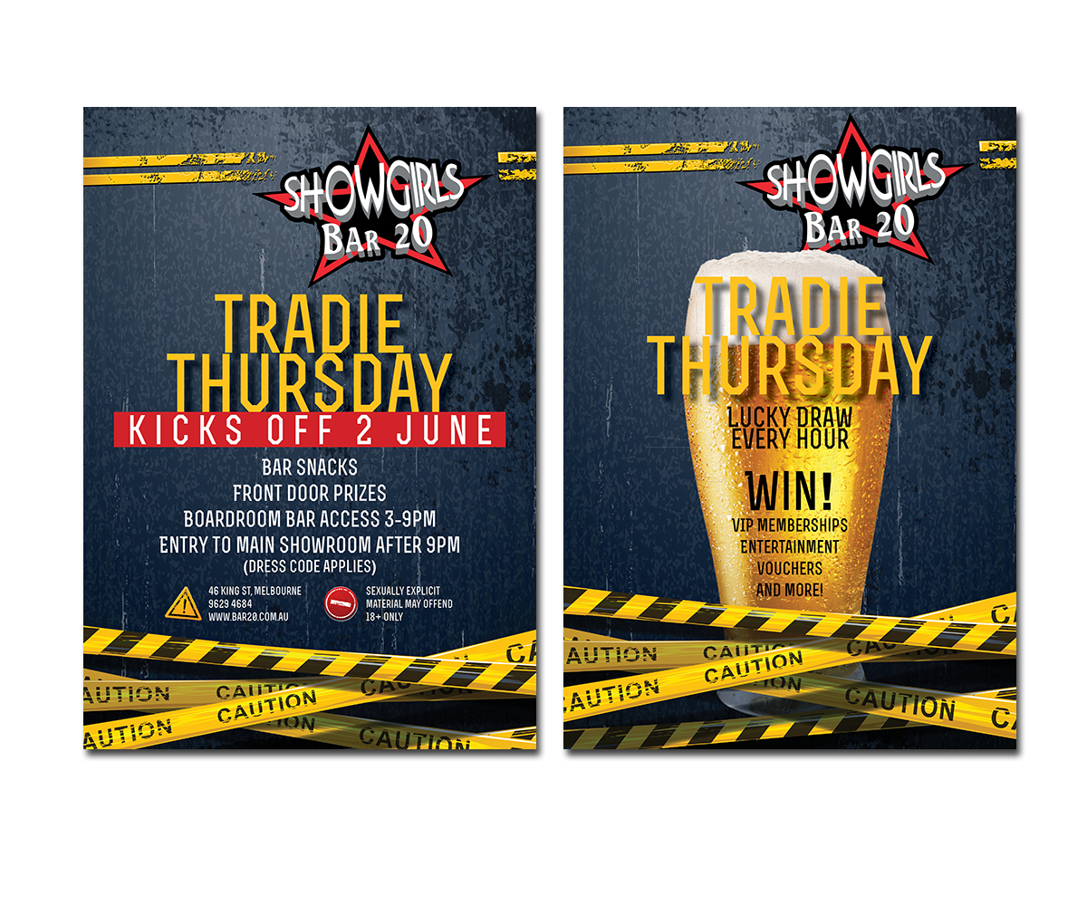 Flyer Design by Boss Designs for Showgirls Bar 20 | Design #1846097