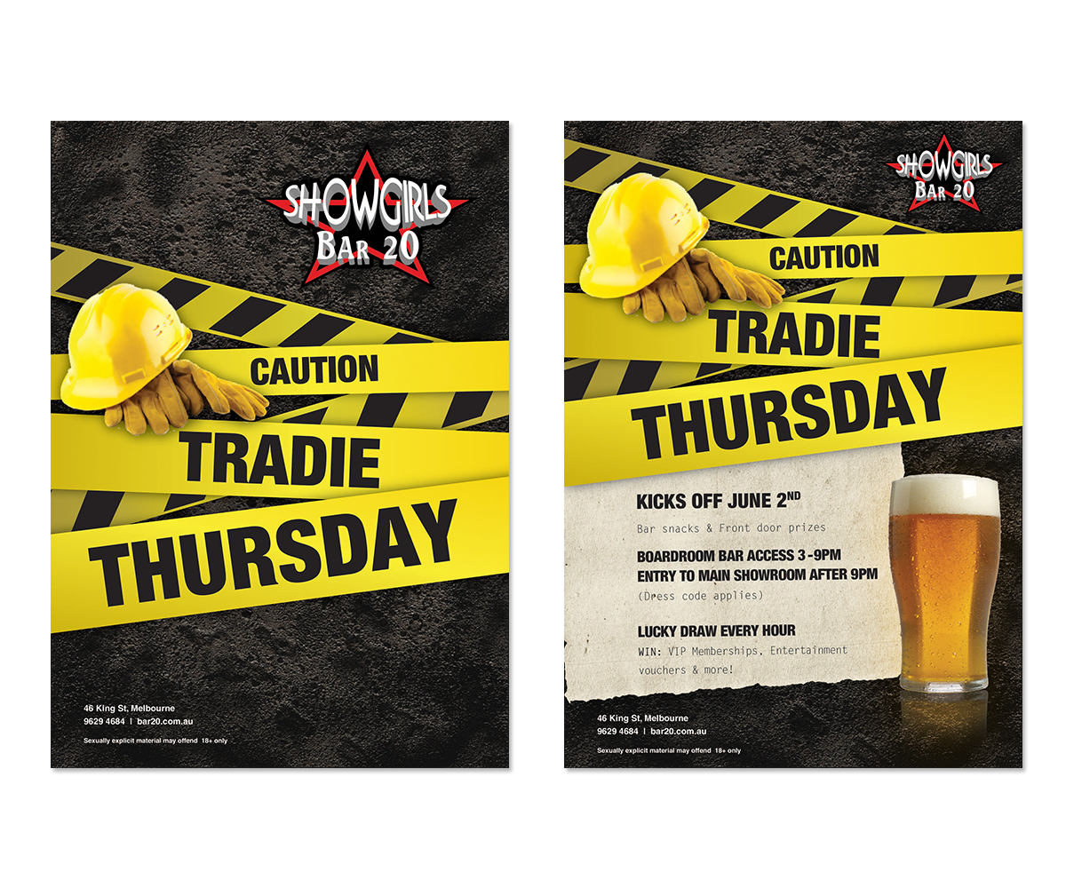 Flyer Design by Rebecca for Showgirls Bar 20 | Design #1846104