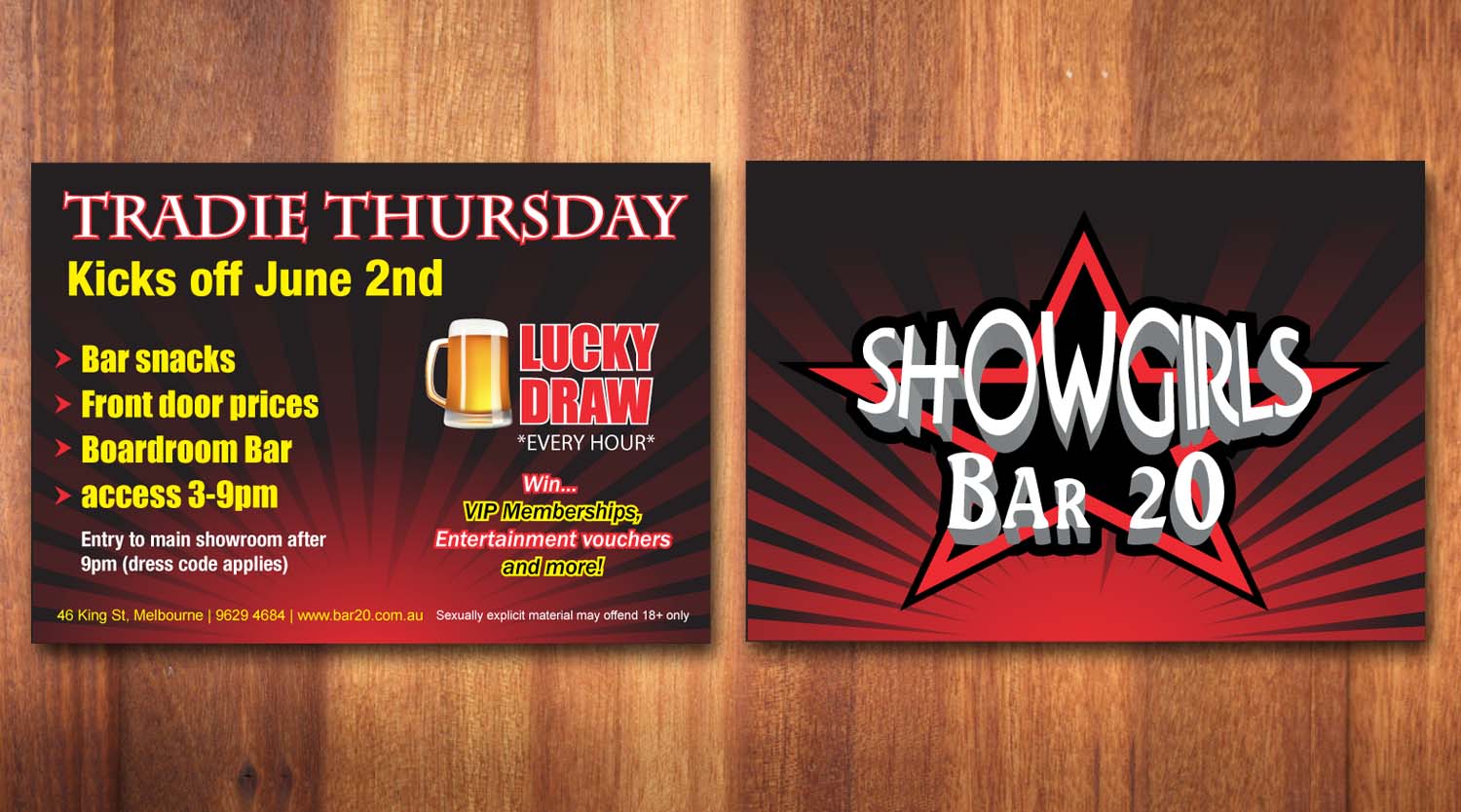 Flyer Design by Sbss for Showgirls Bar 20 | Design #1850735