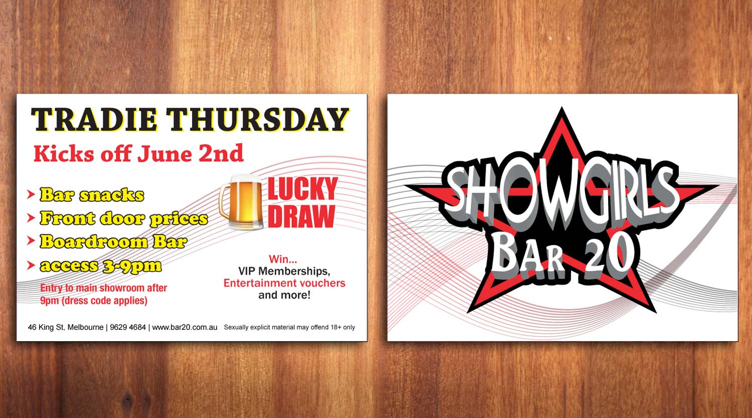 Flyer Design by Sbss for Showgirls Bar 20 | Design #1851356