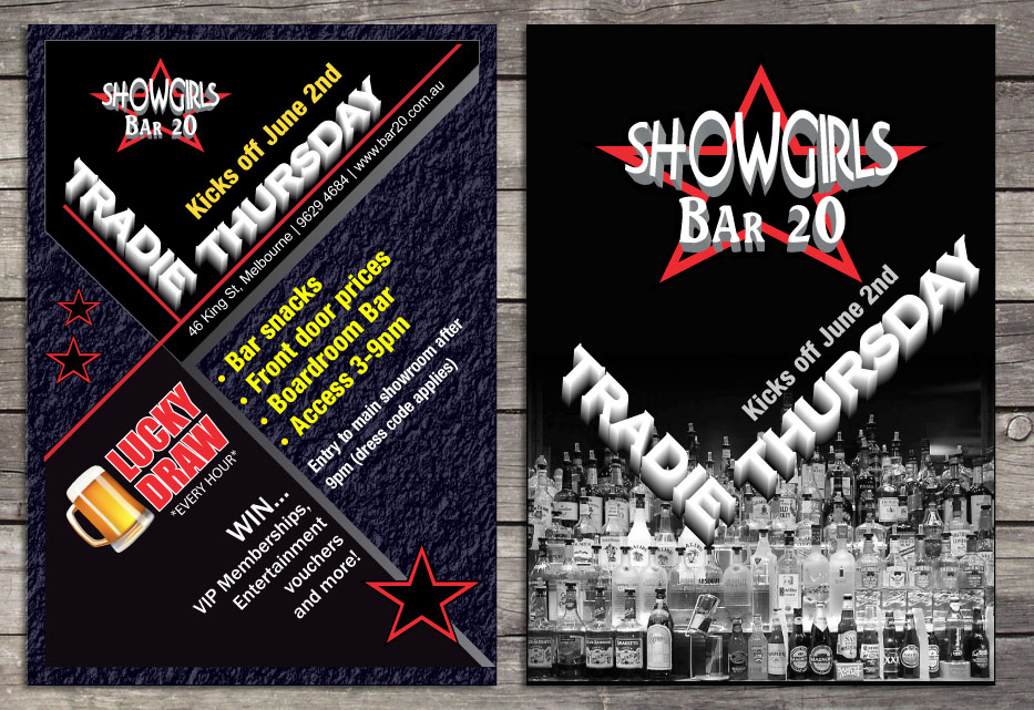 Flyer Design by Sbss for Showgirls Bar 20 | Design #1858238