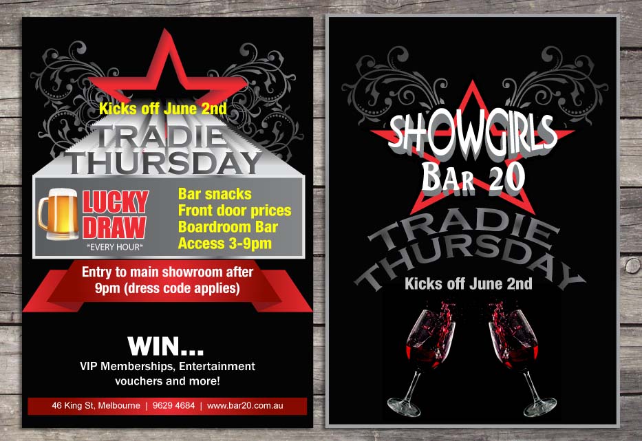 Flyer Design by Sbss for Showgirls Bar 20 | Design #1858243