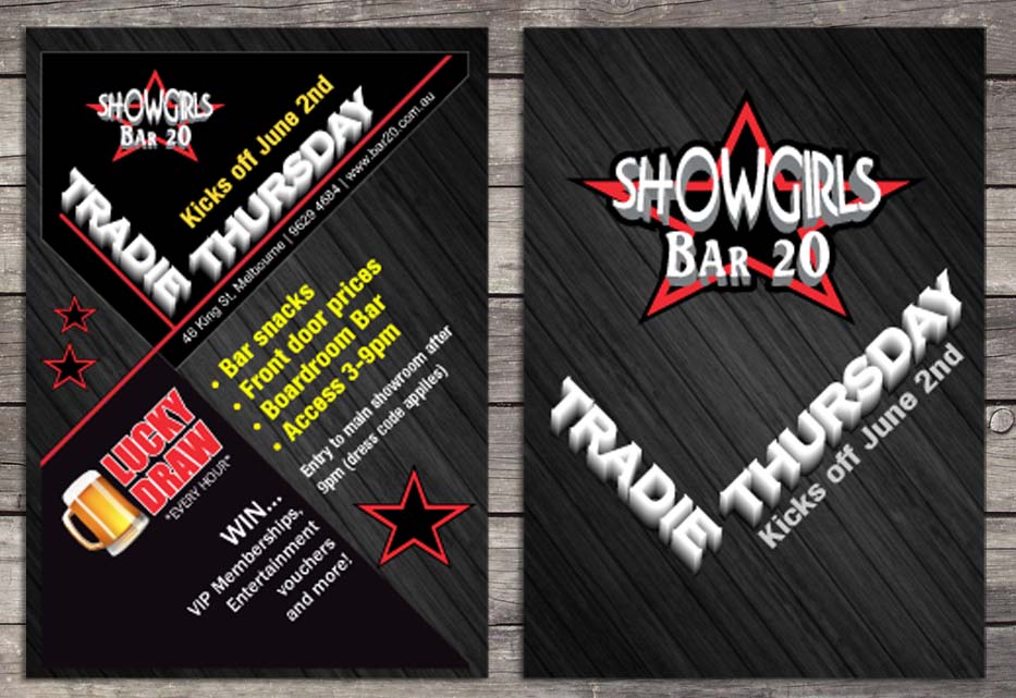 Flyer Design by Sbss for Showgirls Bar 20 | Design #1858464