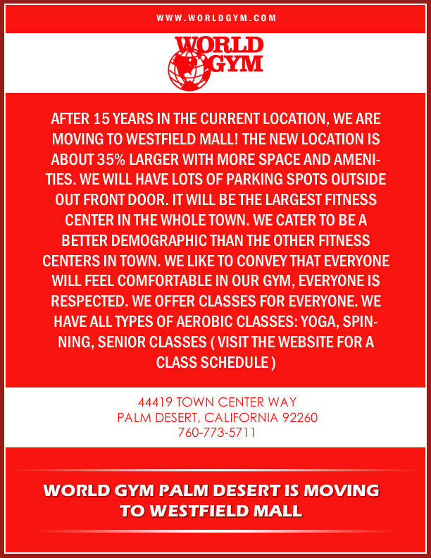 Advertisement Design by Sardeni Alexandru for World Gym of Palm Desert, LLC | Design #1872561