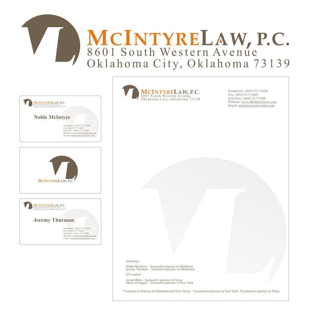 Stationery Design by SiddKidd for McIntyre Law, P.C. | Design #12469