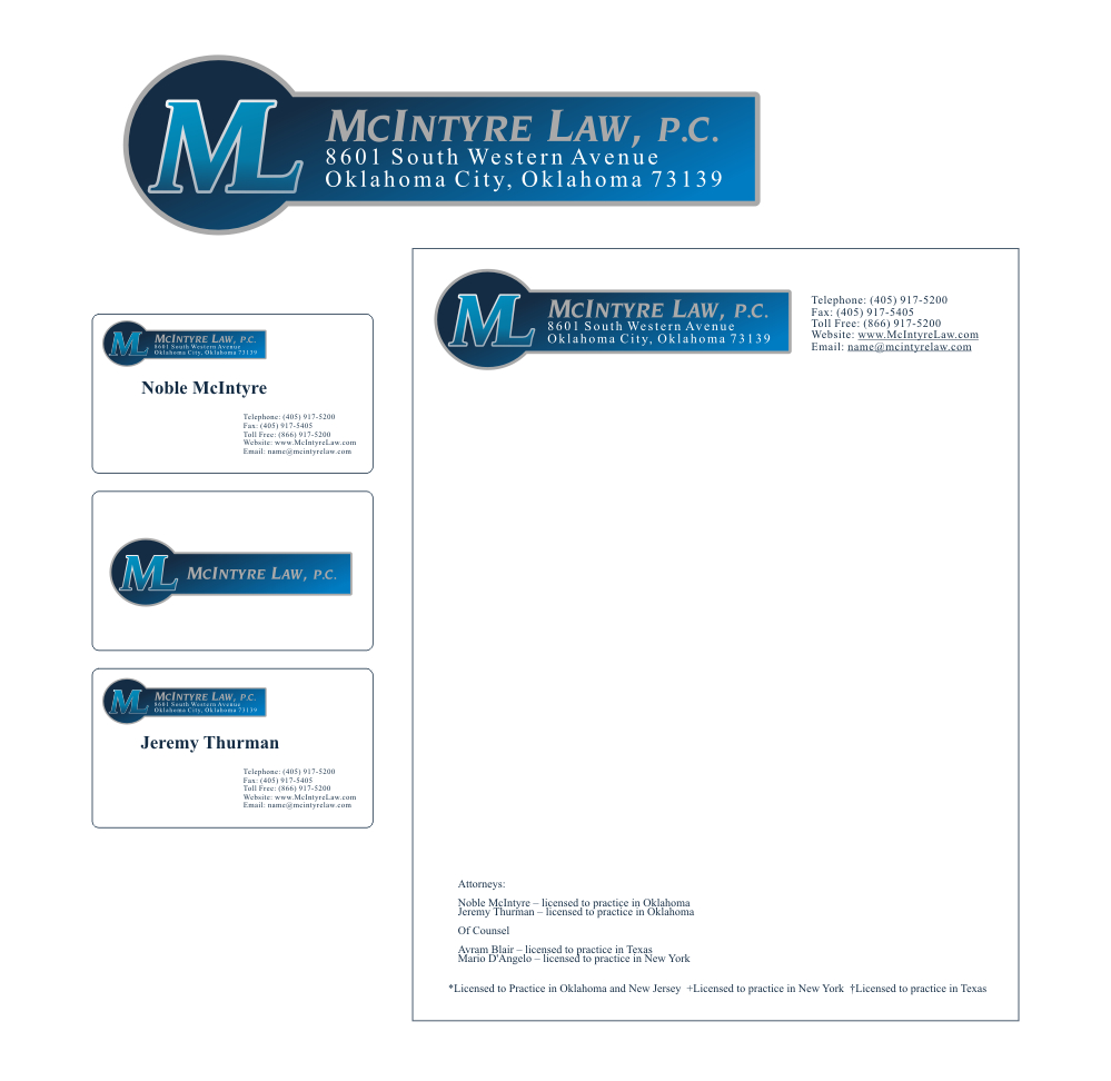 Stationery Design by SiddKidd for McIntyre Law, P.C. | Design #12472