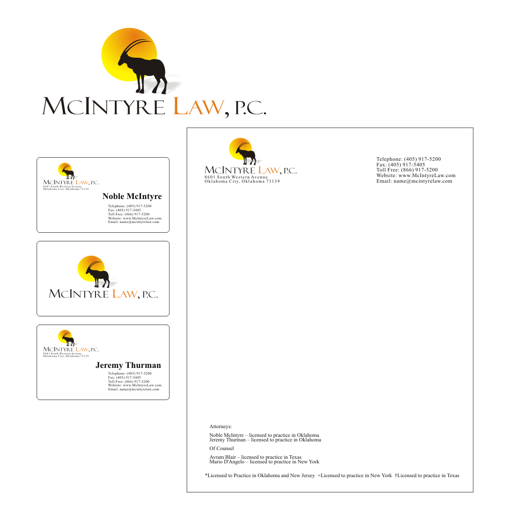 Stationery Design by SiddKidd for McIntyre Law, P.C. | Design #12474
