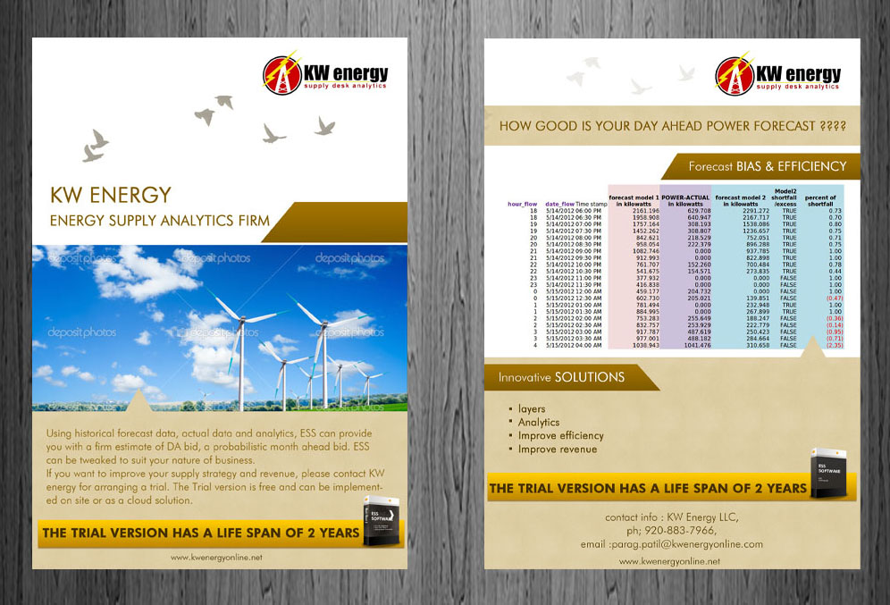 Diseño de Flyer por ESolz Technologies para KW energy | Diseño #1852055