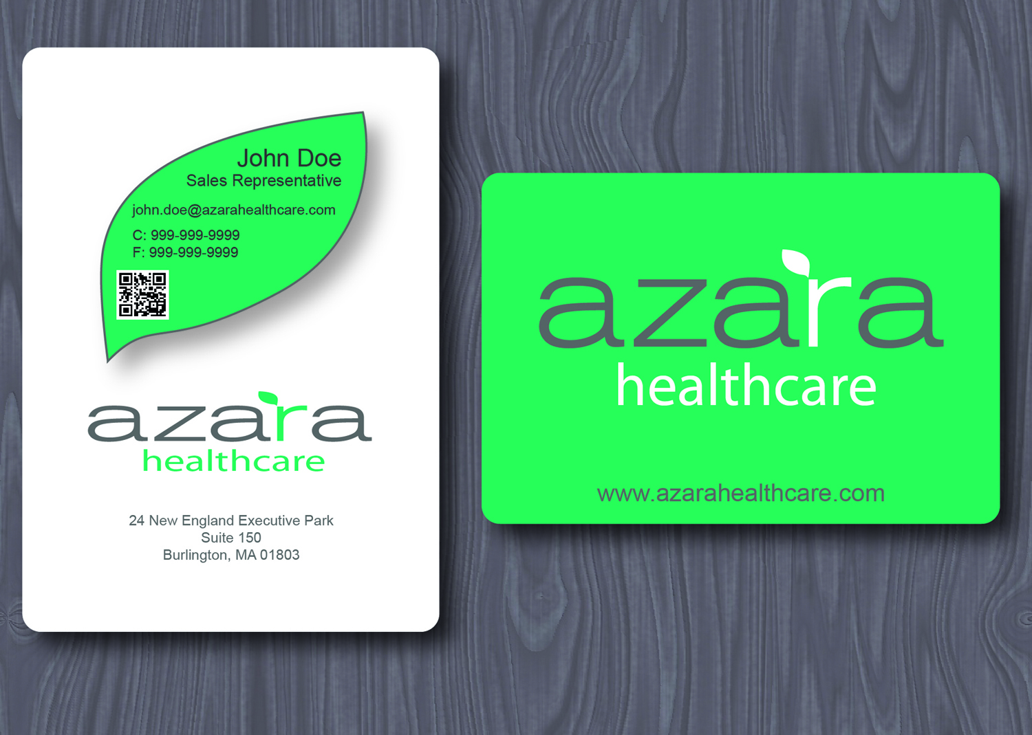Business Card Design by fourpawsstudio for Azara Healthcare  | Design #1852783