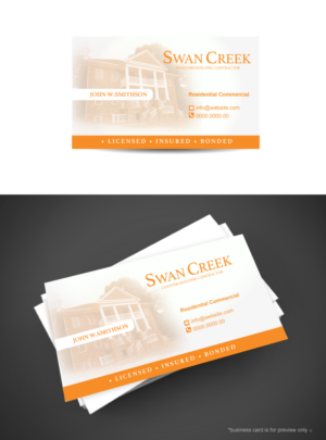 Business Card Design by Aleksic for Swan Creek Customs LLC | Design: #7373810