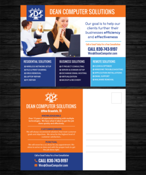 Postcard Design by CreativeTrick for Dean Computer Solutions | Design #7377671