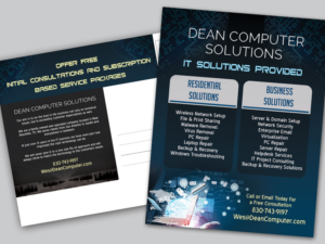 Postcard Design by ordelya.nicole for Dean Computer Solutions | Design #7357596