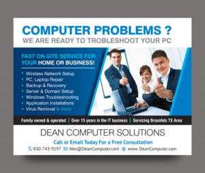 Postkarten-Design von rkailas für Dean Computer Solutions | Design: #7385216