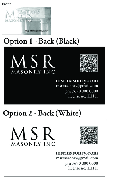 Business Card Design by nachshondesign for msrmasonry | Design #1884485