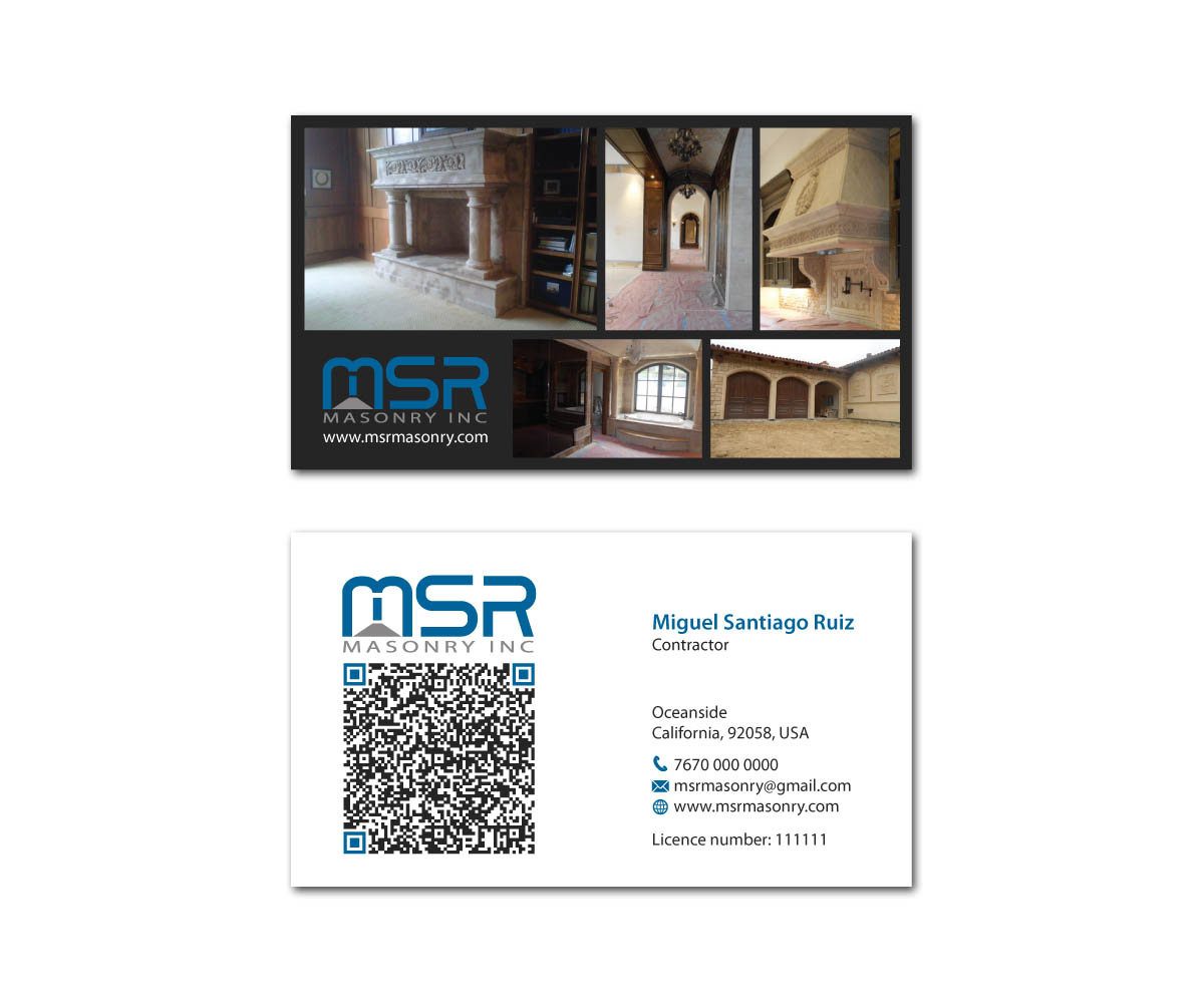 Diseño de Tarjeta de Presentación por MDesign para msrmasonry | Diseño #1887486