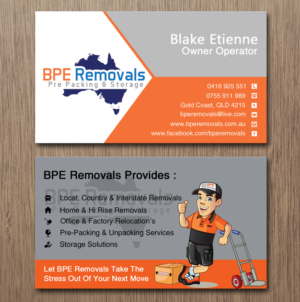 Visitenkarten-Design von Lanka Ama für BPE Removals | Design: #9463492