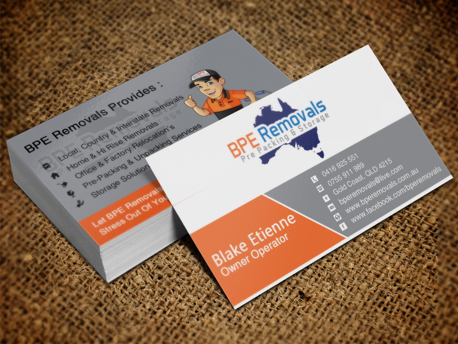 Visitenkarten-Design von Lanka Ama für BPE Removals | Design #9463495
