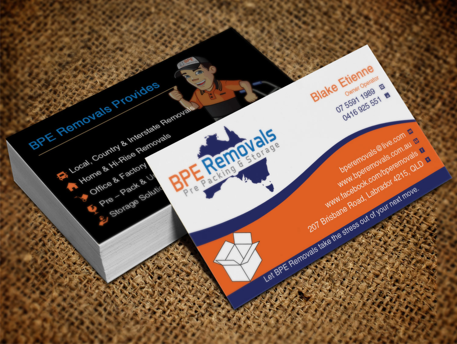 Visitenkarten-Design von Lanka Ama für BPE Removals | Design #9463497