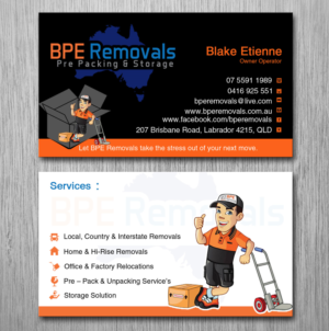 Visitenkarten-Design von Lanka Ama für BPE Removals | Design: #9463498