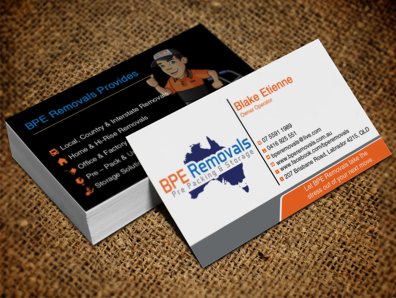Visitenkarten-Design von Lanka Ama für BPE Removals | Design #9463500