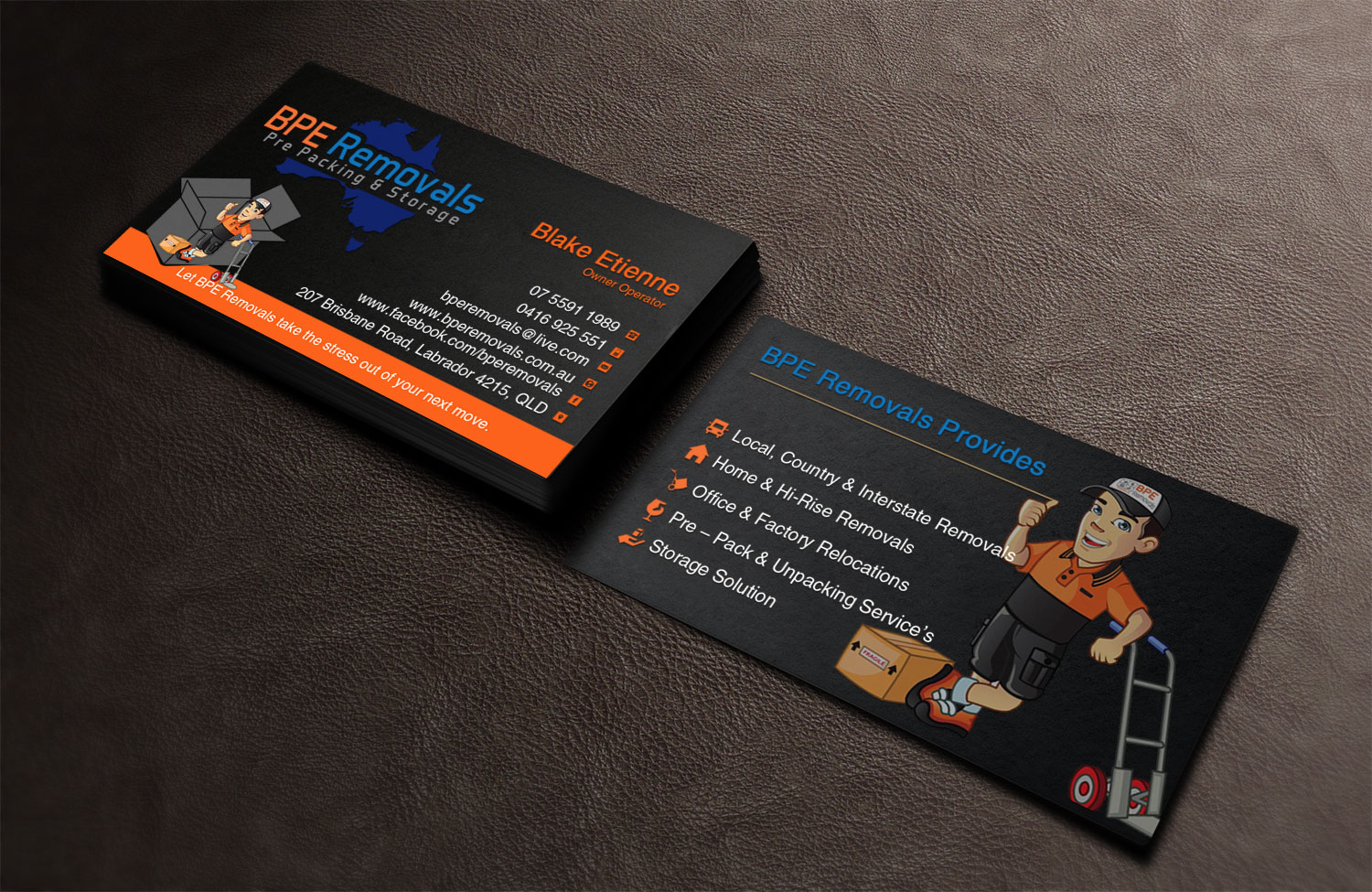 Visitenkarten-Design von Lanka Ama für BPE Removals | Design #9463506